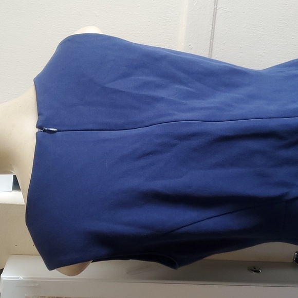 Lands End Ponte Knit Sleeveless Dress Solid Blue Pockets Sheath Stretch Sz 8P - Picture 6 of 11